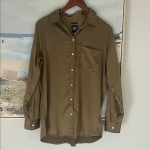 GAP Olive Satin Blouse